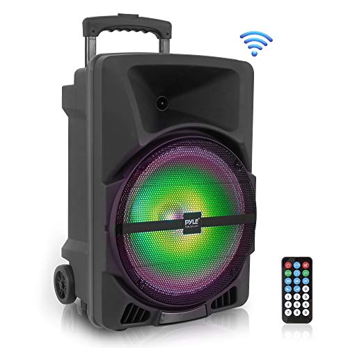 Product Cover Wireless Portable PA Speaker System -1200W High Powered Bluetooth Compatible Indoor and Outdoor DJ Sound Stereo Loudspeaker w/ USB SD MP3 AUX  3.5mm Input, Flashing Party Light & FM Radio -PPHP1544B
