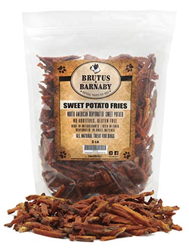 Product Cover BRUTUS & BARNABY Sweet Potato Dog Treats- No Additive Dehydrated Sweet Potato Fries, Grain Free, Gluten Free and No Preservatives Added (14 oz)