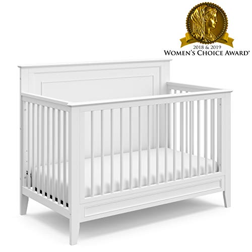 Product Cover Storkcraft Solstice 4-in-1 Convertible Crib (White) - Easily Converts into Toddler Bed, Daybed, or Full-Size Bed