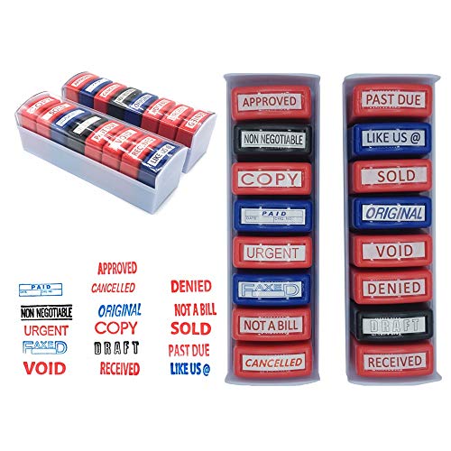 Product Cover Home Office Business Rubber Stamp |16 Set Self- Inking | NOT A Bill, Approved, Received, Void, Sold, Past Due, Like US @, Denied, NONNEGOTIABLE, Draft, Urgent, Copy, Cancelled, Original, Paid, FAXED.