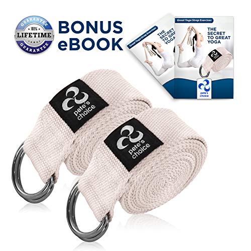 Product Cover pete's choice 5 Pack Yoga Exercise Adjustable Straps 8Ft | Bonus eBook | with Durable D-Ring for Pilates & Gym Workouts | Hold Poses, Stretch, Improve Flexibility & Maintain Balance