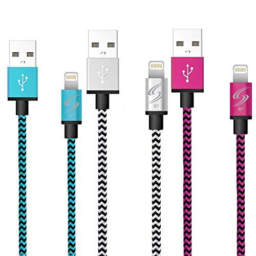 Product Cover Techstyle Phone Charger Fast Charging Cable 6FT 5 Pack Nylon Braided High Speed Charging Cord USB Compatible with Phone XS MAX XR X 8 8 Plus 7 7 Plus 6s 6s Plus 6 6 Plus