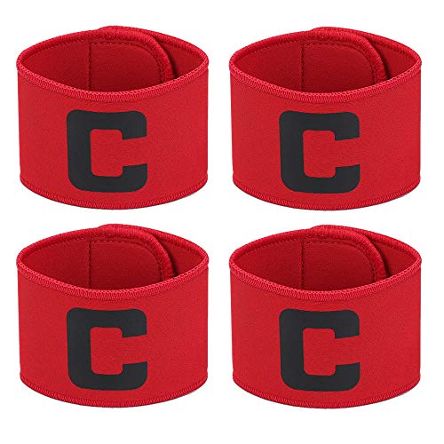 Product Cover MAYFOO Football Soccer Captains Armband - Captain Arm Bands for Youth and Adult，Anti-Drop Design (Red,4 Pack)