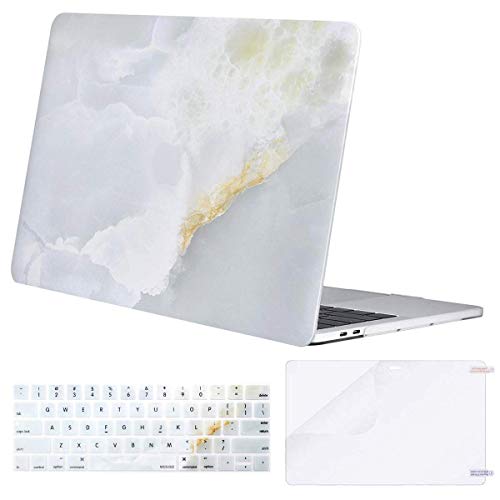 Product Cover MOSISO MacBook Pro 13 inch Case 2019 2018 2017 2016 Release A2159 A1989 A1706 A1708, Plastic Pattern Hard Shell & Keyboard Cover & Screen Protector Compatible with MacBook Pro 13, Jade Marble