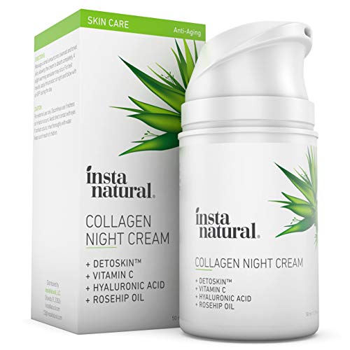 Product Cover Collagen Night Anti Aging Cream - Anti Wrinkle Moisturizer for Face & Neck- Helps Reduce Appearance of Wrinkles & Fine Lines - Natural & Organic - Vitamin C & Hyaluronic Acid - InstaNatural - 1.7oz