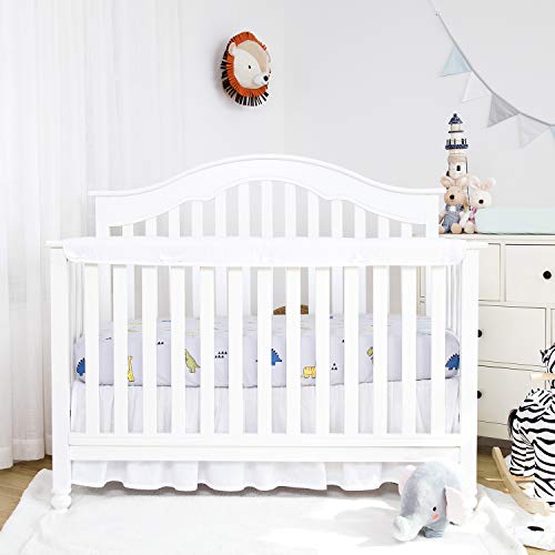 Product Cover TILLYOU 1-Pack Padded Baby Crib Rail Cover Protector Safe Teething Guard Wrap for Long Front Crib Rails(Measuring Up to 8