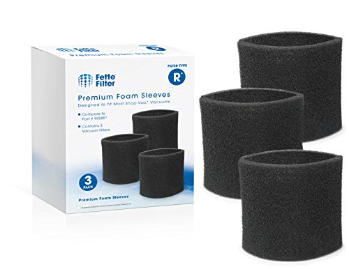 Product Cover Fette Filter - Pack Replacement Cartridge Filter & Foam Sleeve Vacuum Filter Compatible with ShopVac 90304 and 9058500 (3 Packs Sleeves)