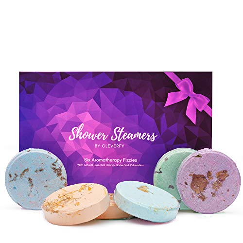 Product Cover Cleverfy Shower Bombs Aromatherapy [6x] Shower Steamers New Years Gift Set With Essential Oils For Home Spa | Shower Melts a.k.a Vaporizing Shower Tablets | In Shower Steamer Spa Gifts | Gift For Mom