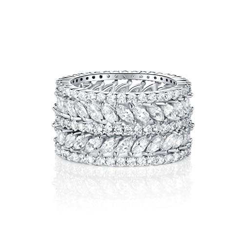 Product Cover GEMSME 14K Gold Plated Marquise Cubic Zirconia Eternity Statment Ring for Womrn