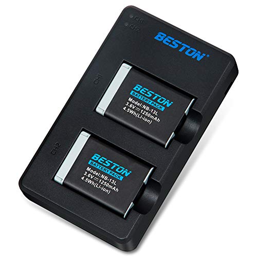 Product Cover BESTON 2-Pack NB-13L Battery Packs and USB Charger Set for Canon PowerShot SX720 HS, SX730 HS, SX740 HS, SX620 HS, G1 X Mark III, G5 X, G7 X, G7 X Mark II, G9 X, G9 X Mark II Cameras