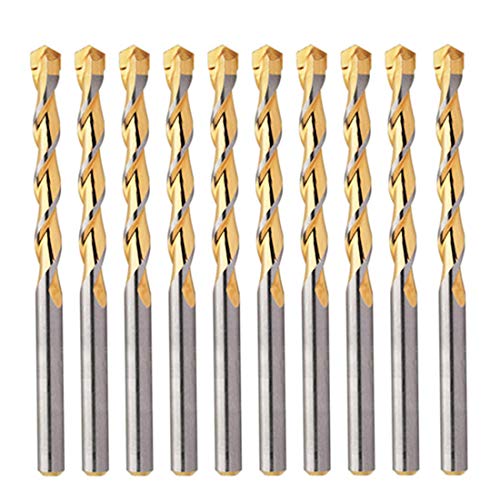 Product Cover Max-Craft 1/8 Inch 10pcs Pack Masonry Drill Bit Concrete Carbide Tipped Golden Flute and Drilling Point, Drills Through Bricks, Stones, Concrete, Tiles, Mason, Drywall and Construction (1/8