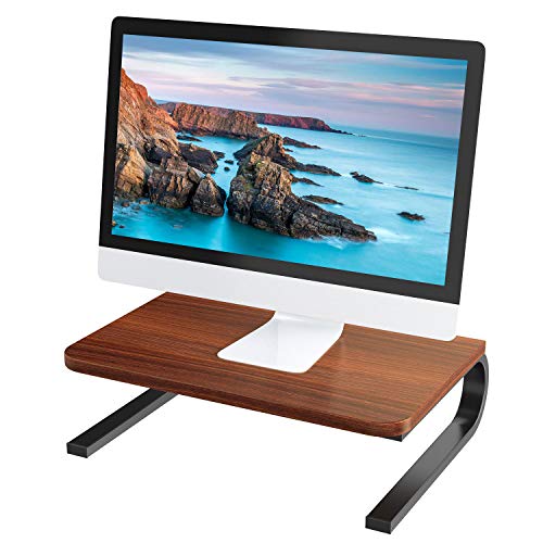 Product Cover Monitor Stand Riser - Computer Monitor Stand with 14.5 Inch Wood Grain Platform for Laptop, Printer, Tablet, TV, PC, Screen Riser to 4.6 Inch Height for Home & Office Organizer (Wood Grain 1 Pack)