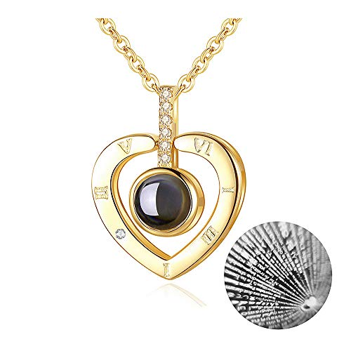 Product Cover M MOOHAM Heart I Love You Necklace - 100 Languages I Love You Necklace for Women Mom, Love Necklace Nanotechnology Onyx Pendant Necklace Best Gift for Mother's Day