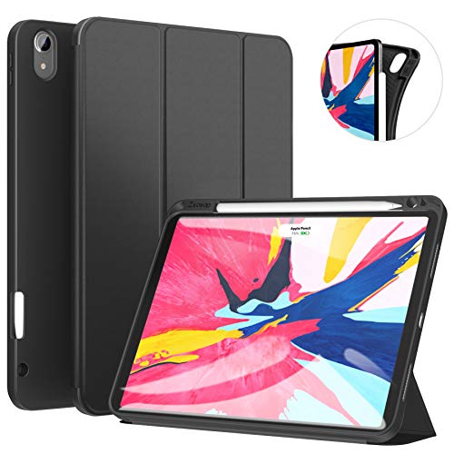 Product Cover Ztotop Case for iPad Pro 11 Inch 2018 with Pencil Holder- Lightweight Soft TPU Back Cover and Trifold Stand with Auto Sleep/Wake,Support 2nd Gen iPad Pencil Charging,Black