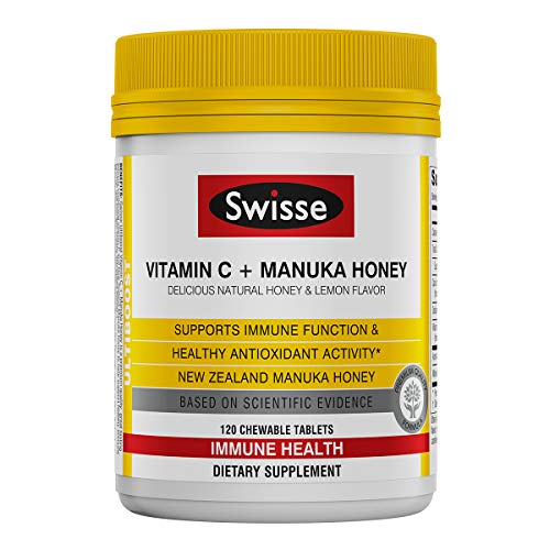 Product Cover Swisse Ultiboost Vitamin C with Manuka Honey | Immunity Support, Rich in Antioxidants | 120 Chewable Tablets