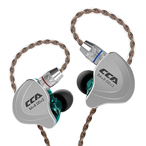 Product Cover CCA C10 High-Performance in-Ear Monitor,HiFi 1DD 4BA Hybrid Five Drivers in-Ear Earphone,Zinc Alloy Shell+Resin Cavity Wired Earbuds with 0.75mm 2 Pin Gold Plated Detachable Cable(Cyan without mic)