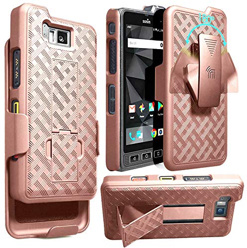 Product Cover Sonim XP8 Case with Clip, Nakedcellphone [Rose Gold Pink] Kickstand Cover with [Rotating/Ratchet] Belt Hip Holster Combo for Sonim XP8 Phone (XP8800)