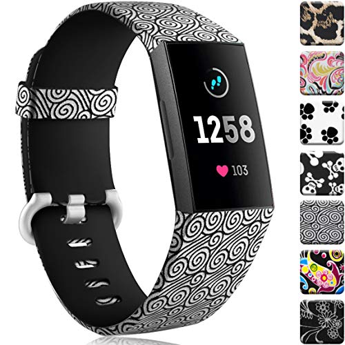 Product Cover Maledan Compatible with Fitbit Charge 3 Bands for Women Men, Cloud Pattern, Small