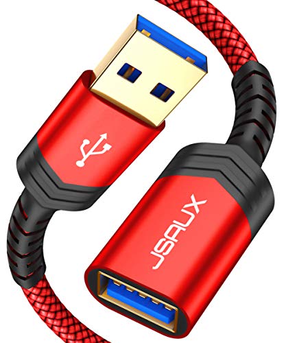 Product Cover JSAUX USB 3.0 Extension Cable, (2 Pack 6.6ft) USB A Male to USB A Female Extender Cord 5Gbps Data Transfer Compatible for USB Flash Drive, Keyboard, Mouse, Playstation, Xbox, Card Reader and More-Red