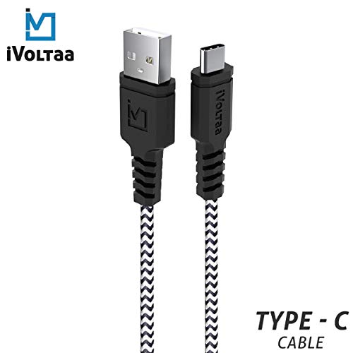 Product Cover iVoltaa Rugged MK2 Extra Tough Unbreakable Braided Type C to USB-A Cable - 4.9 Feet (1.5 Meters) - (White-Black)