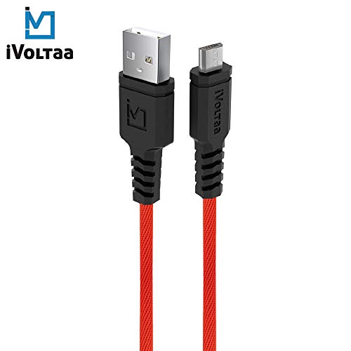 Product Cover iVoltaa Rugged MK2 Extra Tough Unbreakable Braided Micro USB Cable - 4.9 Feet (1.5 Meters) - (Red)