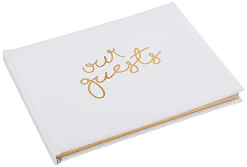 Product Cover Wedding Guest Book | Perfect Bridal Registry for Signature & Messages | Best Shower Gift | Wedding Day Memory Book | Hard Cover with Gold Foil, 64 Gold Gilded Pages & Ribbon Bookmark | 7