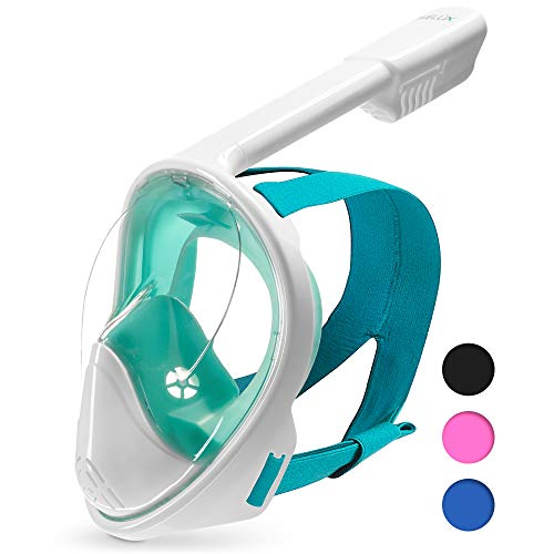 Product Cover DIVELUX Full Face Snorkel Mask - Anti Fog & Anti Leak Technology | Seaview 180 Degree Panoramic Snorkel for Adult and Youth with Gifts: Waterproof Case and E-Book, (Green, S/M)