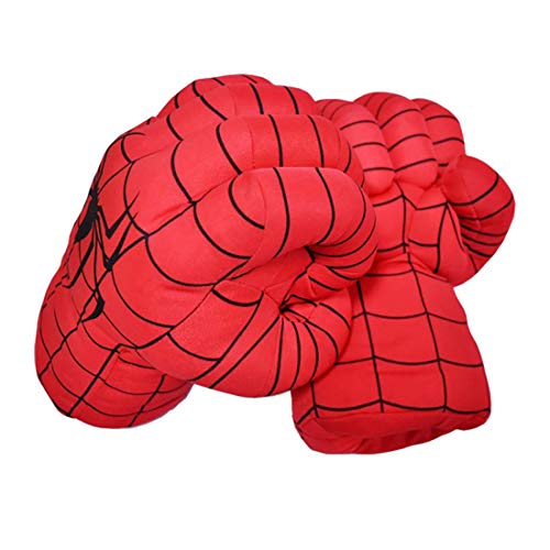 Product Cover HuangWeida Spider Man Toys Superhero Spider-Man Gloves Smash Soft Plush Fists Pairs Costume Spiderman Boxing Gloves for Kids Far from Home