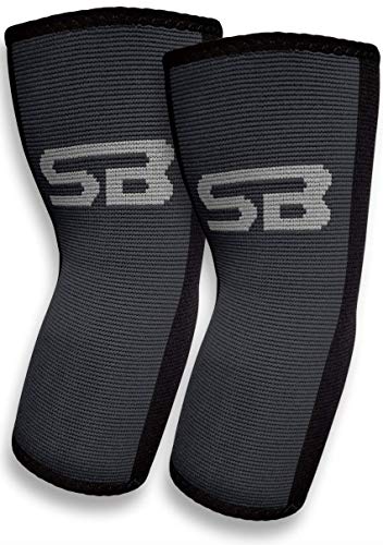 Product Cover SB SOX Compression Elbow Brace (Pair) - Great Support That Stays in Place - for Tennis Elbow, Tendonitis, Arthritis, Golfers Elbow - Perfect for Weightlifting, Sports, Any Use (Black/Gray, X-Large)