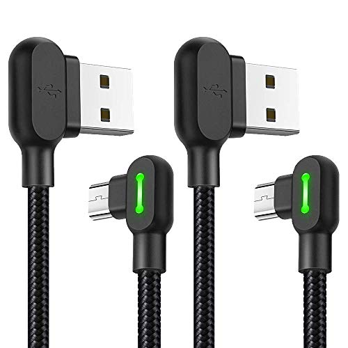 Product Cover Mirco USB 90 Degree Right Angle Elbow Design Game LED Nylon Braided Sync Charge USB Data 6FT/1.8M Cable Compatible Samsung Galaxy S7/S7 Edge, Nexus, LG, Motorola, and More