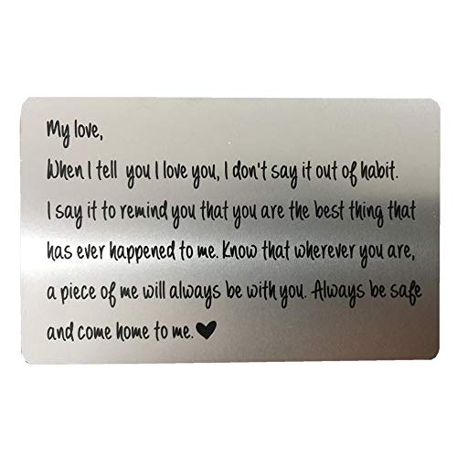 Product Cover Engraved Wallet Card Insert, Personalized Stainless Steel Wallet Love Note Insert, Love Message, Valentine's Day, Groom's Gift For Him, Boyfriend Gift, Husband Gift