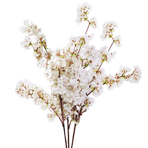 Product Cover Sunm boutique Silk Cherry Blossom Branches, Artificial Cherry Blossom Tree Stems Faux Cherry Flowers Vase Arrangements for Wedding Home Decor, Set of 3
