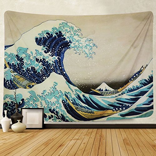 Product Cover Martine Mall Tapestry Wall Tapestry Wall Hanging Tapestries The Great Wave Off Kanagawa Katsushika Hokusai Thirty-six Views Mount Fuji Tapestry Wall Art (The Great Wave Off Kanagawa, 59