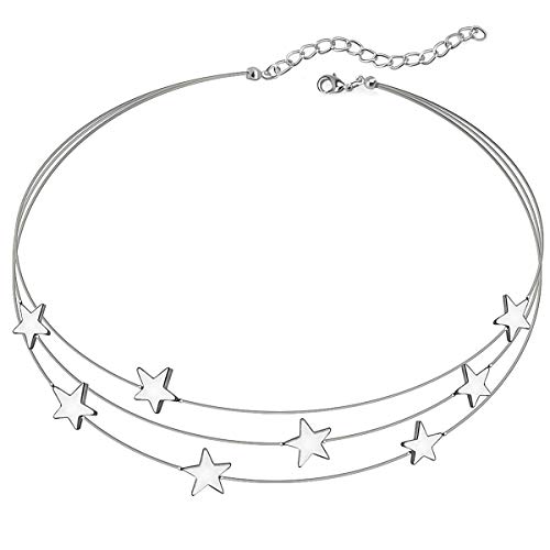Product Cover Suyi Dainty Multilayer Stars Choker Necklace Layering Bohemian Chain Clavicle Necklace for Women Girls Sliver