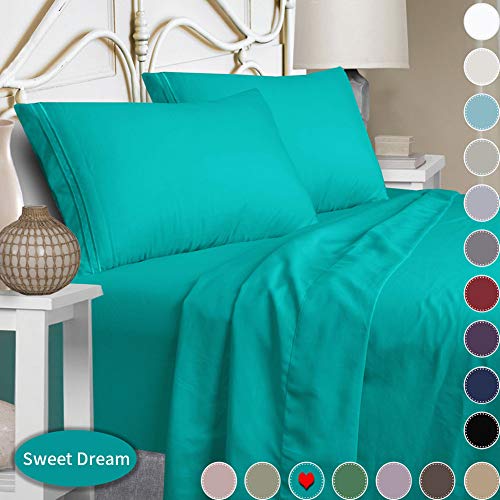 Product Cover Mejoroom Full Size Sheet Set,Extra Soft Luxury Brushed Microfiber 1800 Thread Count Percale Egyptian Sheets with 15-inch Deep Pocket - Wrinkle Fade and Hypoallergenic - 4 Piece (Full, Teal)