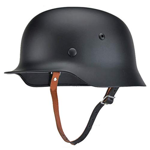 Product Cover SYLPHID Outdoor WW2 Germany M35 Steel Helmet Stahlhelm World War II German Army Helmet with Leather Liner (Black)