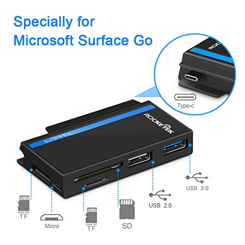 Product Cover Microsoft Surface Go Adapter Docking Station Hub Dual USB 3.0&2.0 Card Reader with Micro SD/TF Type C Hub Thumb Drive for Surface Go Keyboard Mouse USB Flash Drive Surface Accessories Rocketek