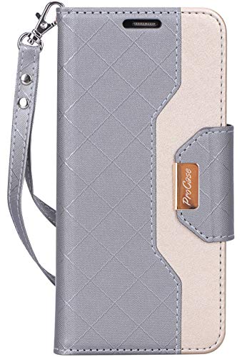 Product Cover ProCase Galaxy S9 Wallet Case, Flip Kickstand Case with Card Holders Mirror Wristlet, Folding Stand Protective Book Case Cover for 5.8 Inch Galaxy S9 (2018 Release) -Grey