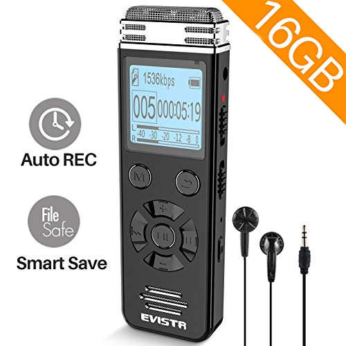 Product Cover EVISTR V508 16gb Digital Voice Recorder for Lectures Meetings - Portable Recording Devices with Playback, Line-in, Password, USB Rechargeable