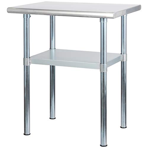 Product Cover Rockpoint Carmona Tall NSF Stainless-Steel Kitchen Work Table with Adjustable Shelf, 30 x 24 Inch