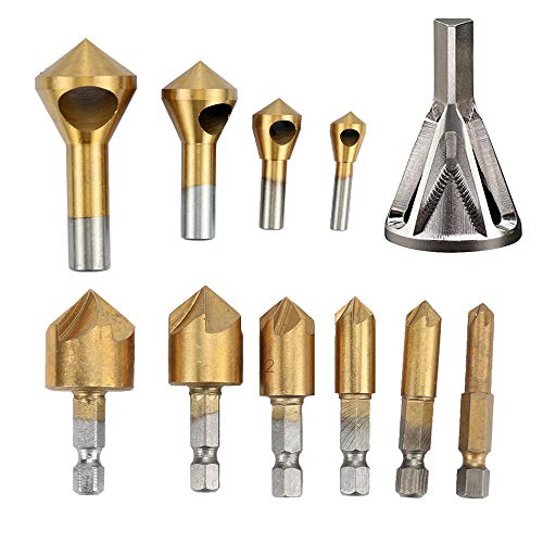 Product Cover Deburring External Chamfer Tool Stainless Steel Remove Burr Tools, 6Pcs Countersink Drill Bit, Deburring Metal Wood Drill Bit set, 90 Degree Center Punch Tool Sets For Wood Quick Change Bit