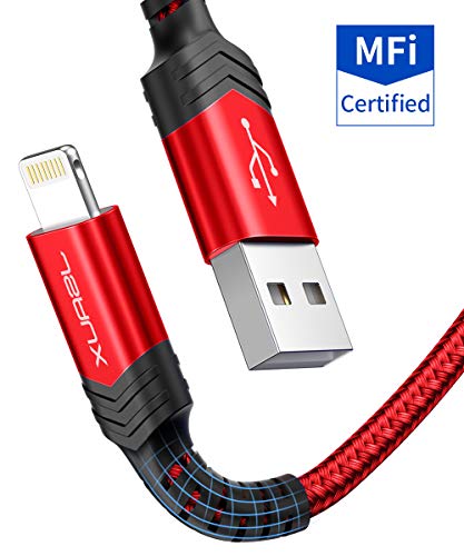 Product Cover iPhone Charger Cable, JSAUX [Apple MFi Certified] Lightning Cable 6ft Nylon Braided USB Fast Charging Cord Compatible with iPhone 11 Xs Max X XR 8 7 6s 6 Plus SE 5 5s 5c, iPad, iPod - Red