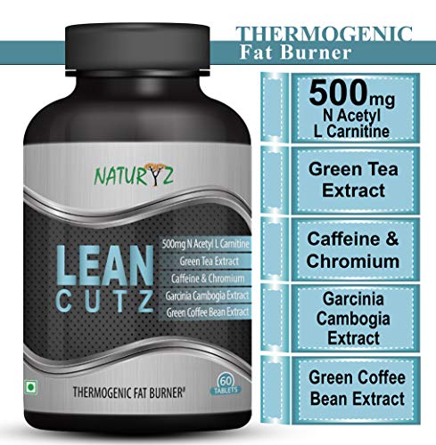 Product Cover Naturyz LEAN CUTZ Thermogenic Fat Burner with 500mg Acetyl L Carnitine, Green tea Extract, Garcinia Cambogia, Green Coffee Bean Extract, Caffeine & Chromium for Weight Management 60 Tablets