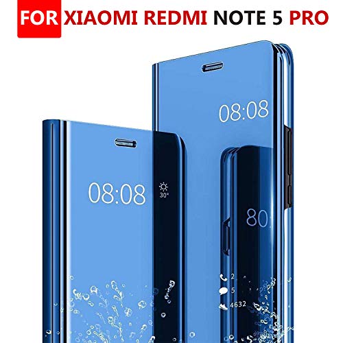 Product Cover Chevron Mirror S-View Stand Flip Cover for Redmi Note 5 Pro (Blue)