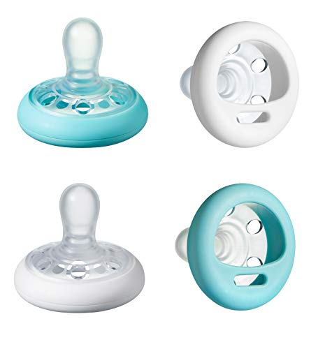Product Cover Tommee Tippee Closer To Nature Soother Pacifier - BPA-free, Breast-Like Shape - White & Ice Blue - 0-6 Months, 4 count