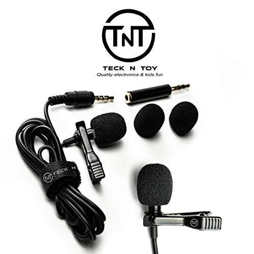 Product Cover Mini  Lavalier Lapel Microphone - Professional Clip On Collar Mic for Laptops, iPhone, Android Devices - Discreet, Portable Lav Recording System for Interviews, Podcasts, YouTubers, Vloggers