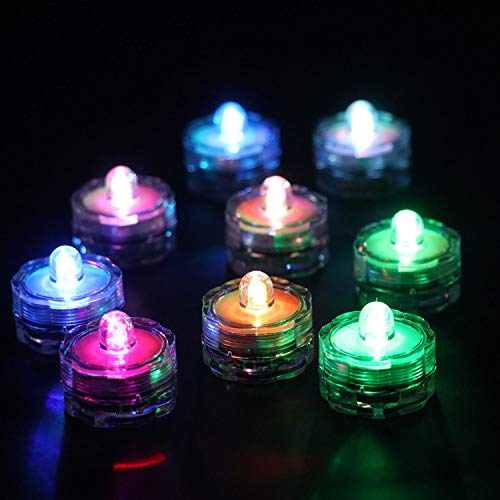Product Cover Set of 12 Submersible Led Light, Waterproof Underwater Wedding Tealight, Multi-Color Changing Light, Batteries Included