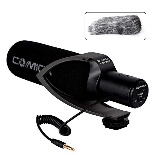 Product Cover Comica CVM-V30 PRO Camera Microphone Electric Super-Cardioid Directional Condenser Shotgun Video Microphone for Canon Nikon Sony Panasonic DSLR Camera with 3.5mm Jack (Black)