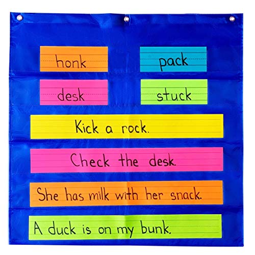 Product Cover PDX Reading Specialist Pocket Chart | Best Classroom & Homeschool Teaching Supplies for Kids | Ideal for Sight Words, Sentence Strips, Reading Games, Visual Organization | Works with Dry Erase