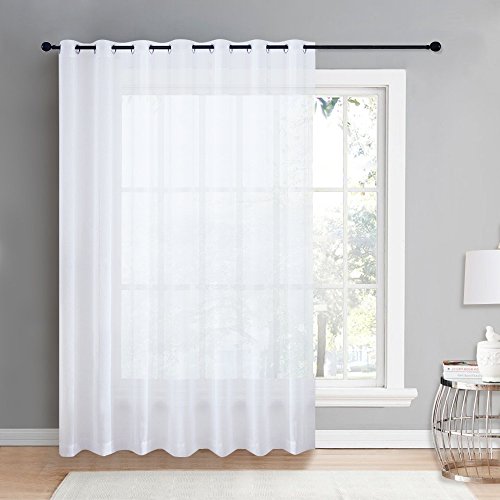 Product Cover NICETOWN Sheer Drape for Large Window - 100 inches Width by 108 inches Length Solid Sheer Voile Window Drape Panel for Patio/Sliding Door/Living Room (White, 1 Pack)